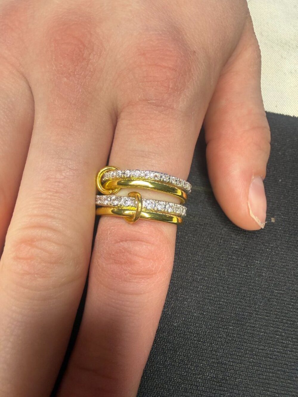 Two-Tone Pavé Nail Ring Set with Box